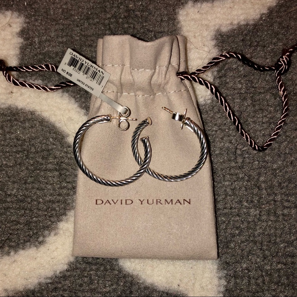 David Yurman 1 inch Classic Cable Hoop Earrings